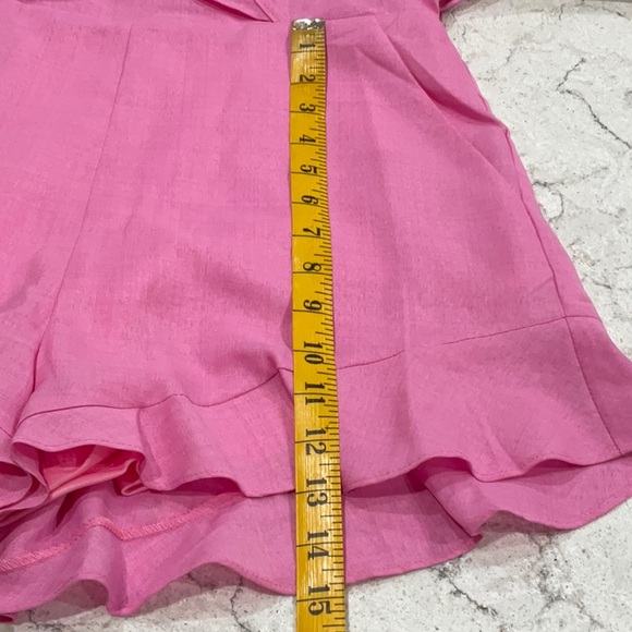 blue blush stripes and ruffles romper with packets size M - Picture 12 of 12